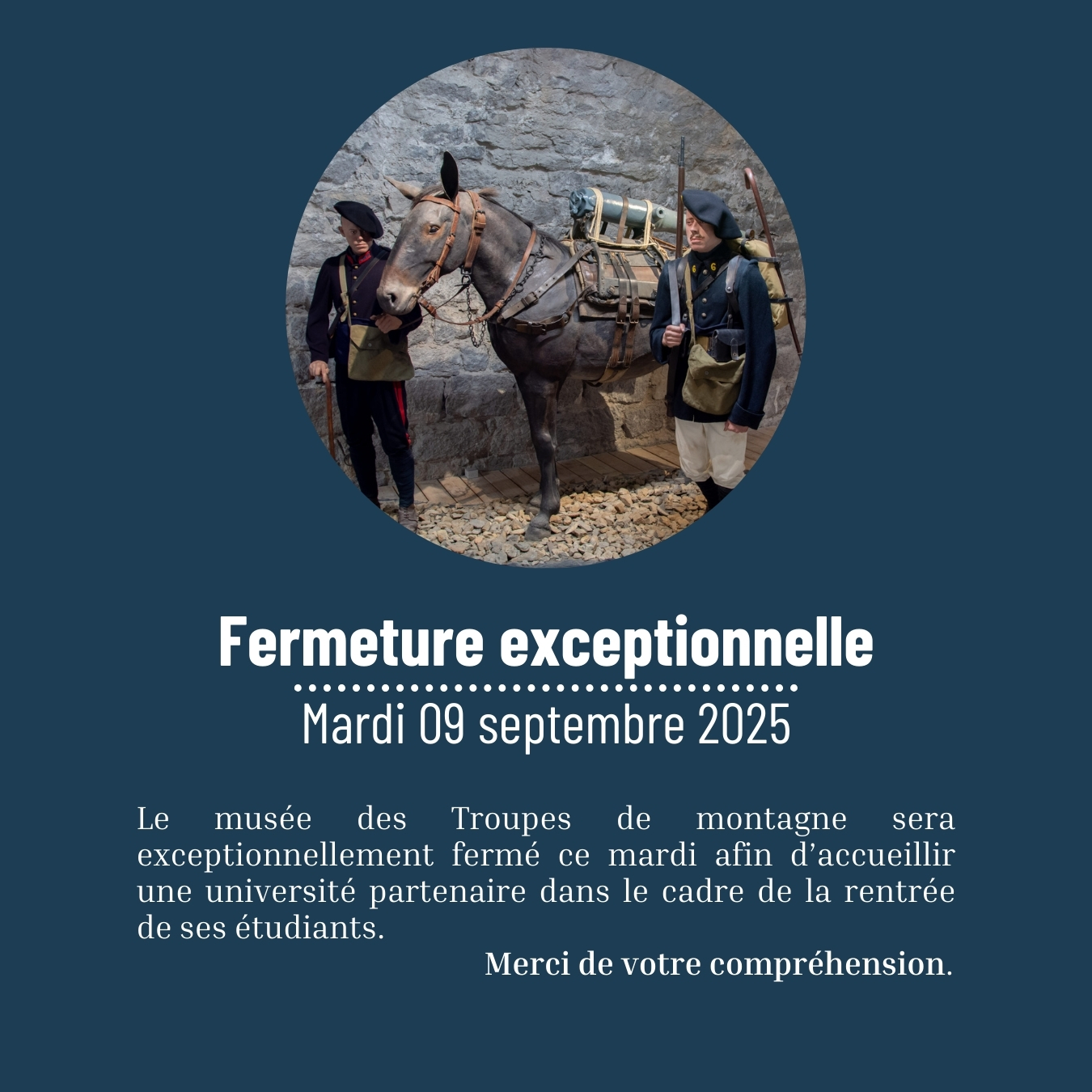 Fermeture Exceptionnelle le 09 septembre 2025